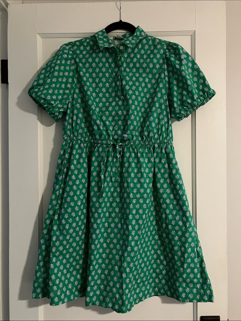 J. Crew Green Floral Cotton Shirt Dress